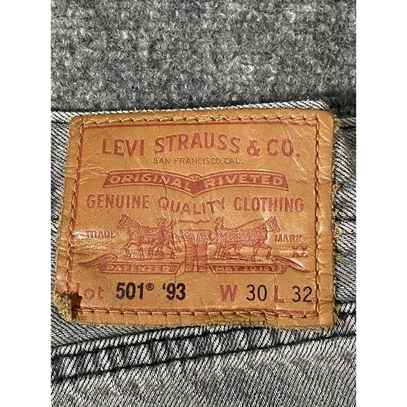 Levis 501 93 Jeans Mens 30x32 Gray Levi's Premium Button Fly Denim Straight Leg - Picture 8 of 12